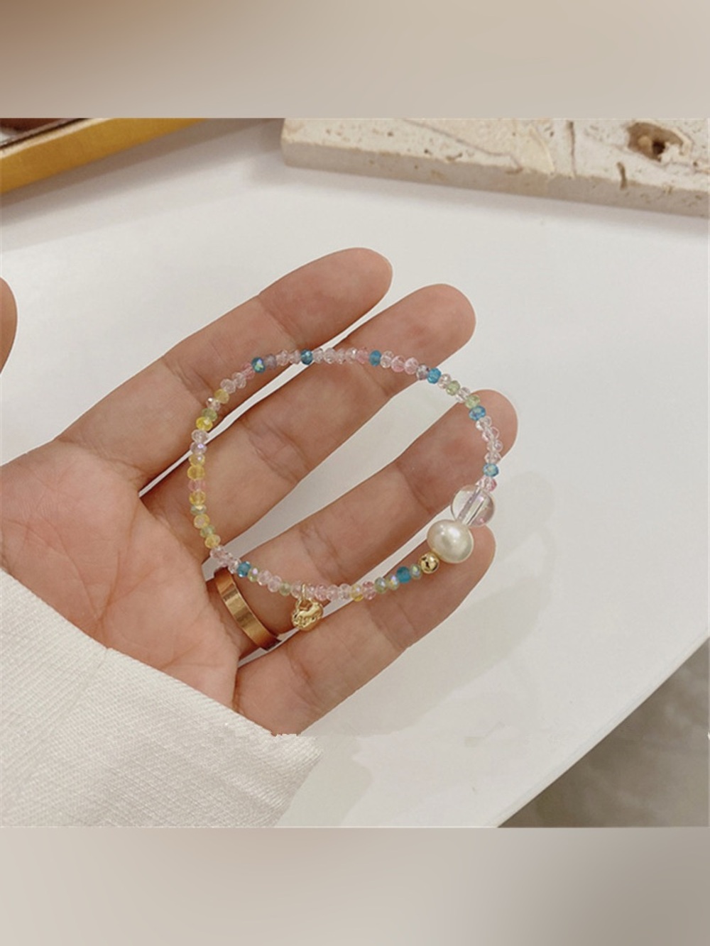 Korean Cute Aesthetic Beaded Acrylic Clear Bracelet